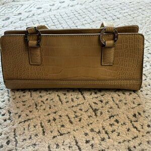 Tommy Hilfiger Vintage Y2K Croc Embossed Leather Tan Shoulder Bag Women‎